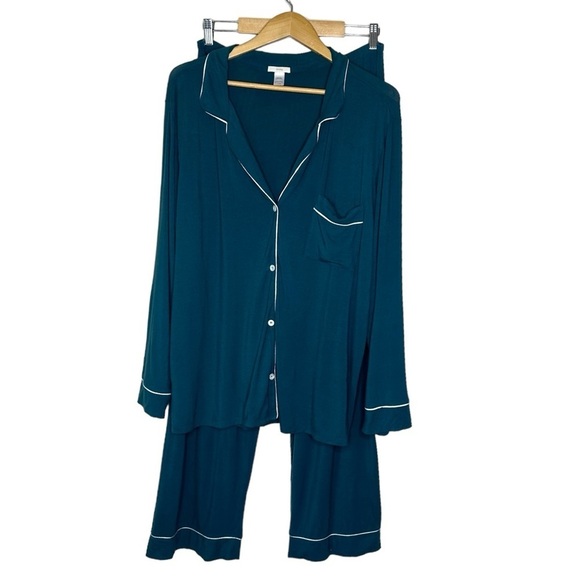 Eberjey Gisele TENCEL™ Modal Long PJ Set in Evergreen Size L - Picture 2 of 11